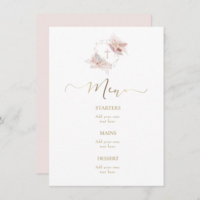 menu design boho (Devant / Derrière)