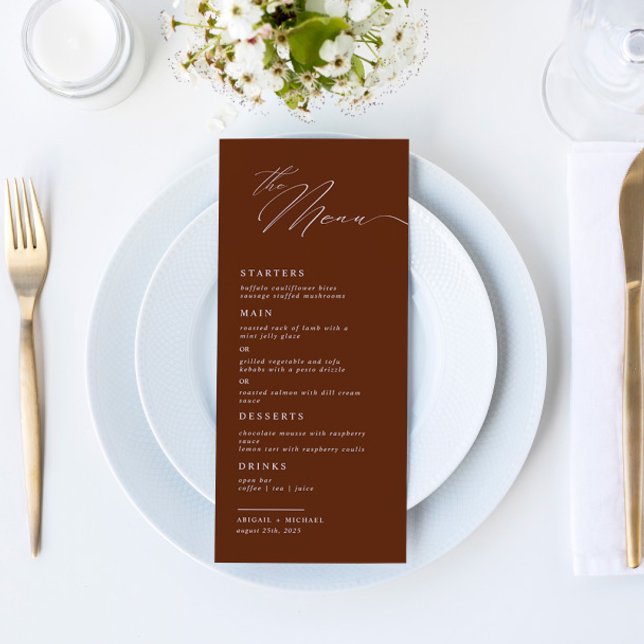 Menu Design élégant Script Calligraphie Mariage Dîner (Créateur téléchargé)