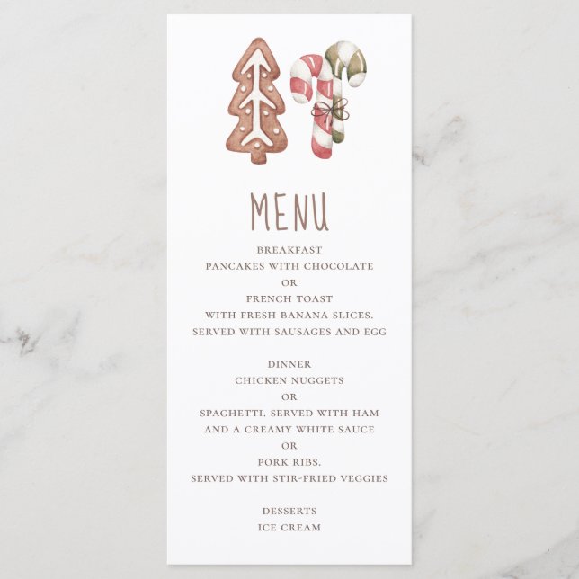 Menu Dessert de boulangerie de Noël. Pain d'épices et s (Devant)