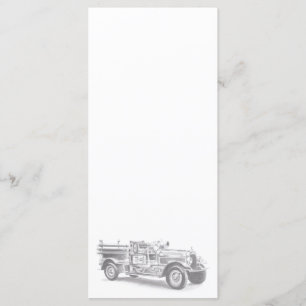 Menu dessin au crayon vintage pour camion à feu