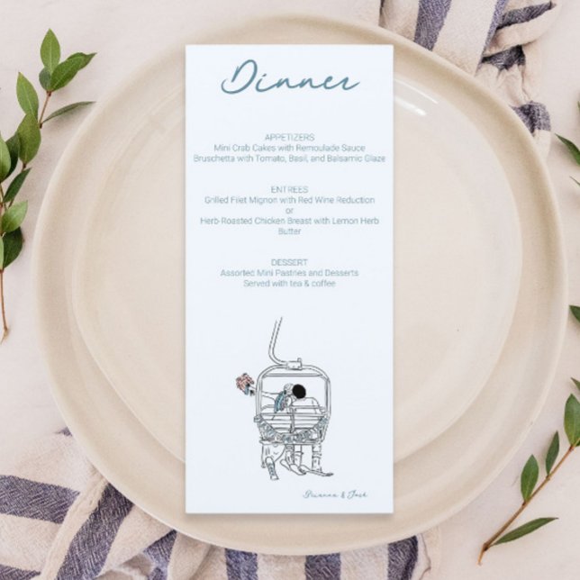 Menu dessin du mariage de ski (Créateur téléchargé)