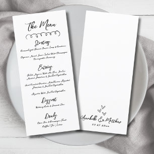 Menu Dessin main simple noir blanc Mariage Whimsical