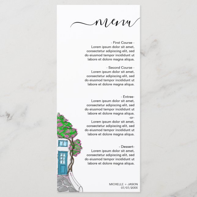Menu Destination mariage Grèce île grecque (Devant)