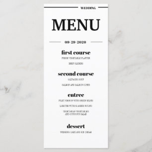 Menu Destination Tropical Beach Wedding