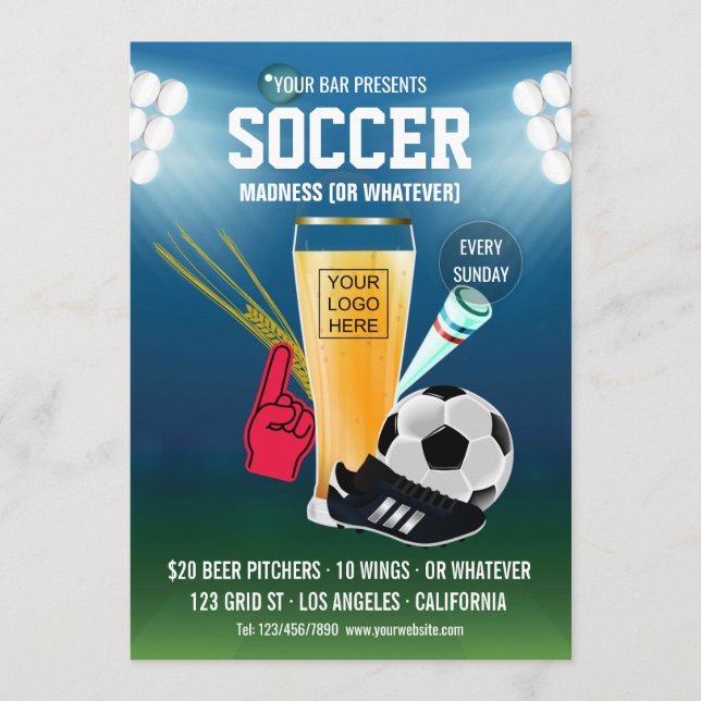 Menu d'événement Bar Soccer ajouter un logo (Devant)