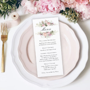 Menu d'événement floral rose féminin