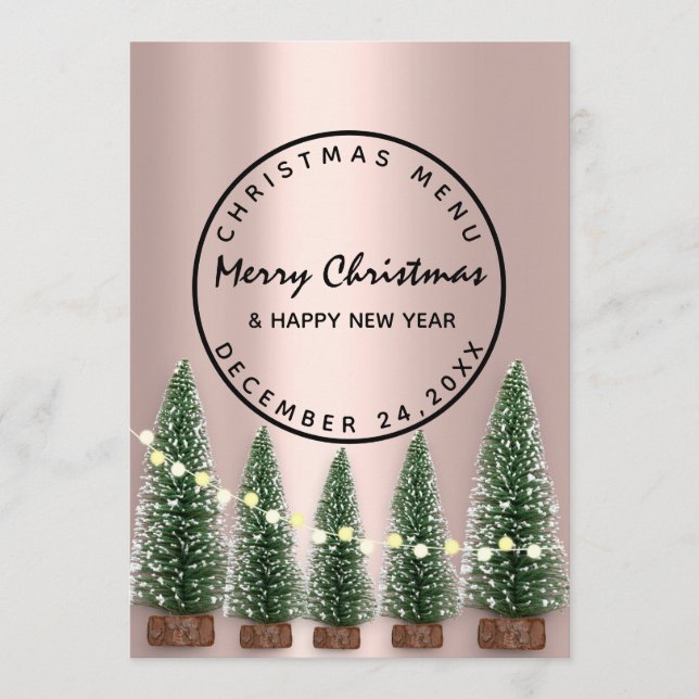 Menu d'hiver de vacances de Noël Rose vert clair (Devant)