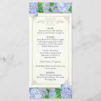 Menu Dîner Blue Hydrangea dentelle Floral Forme