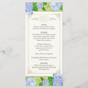 Menu Dîner Blue Hydrangea dentelle Floral Forme
