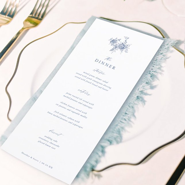Menu Dîner classique Mariage bleu victorien (Créateur téléchargé)