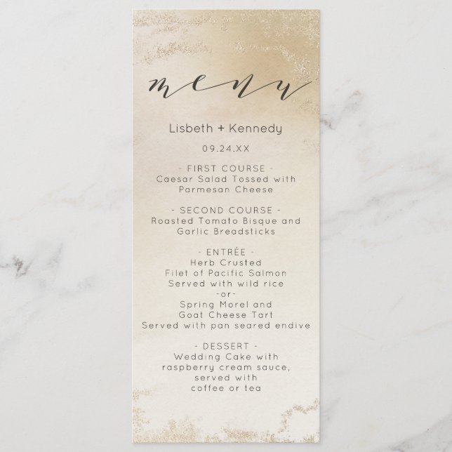 Menu Dîner d'aquarelle Ombre jaune or givrée (Devant)