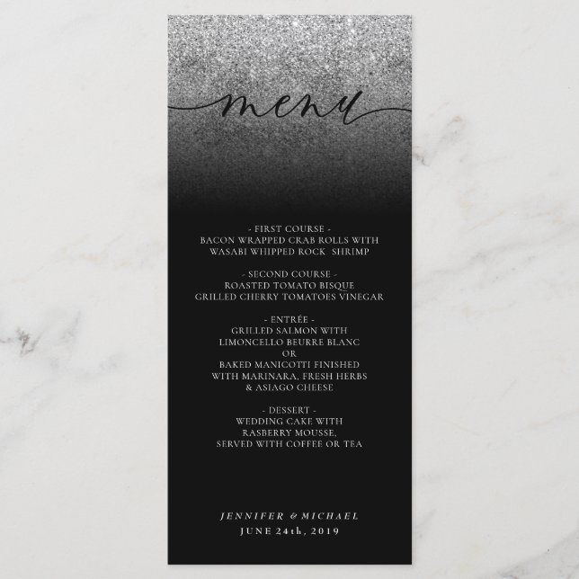 Menu Dîner de cérémonie Mariage parties scintillant (Devant)