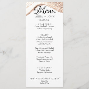 Menu Dîner de Mariage de Parties scintillant en or simp