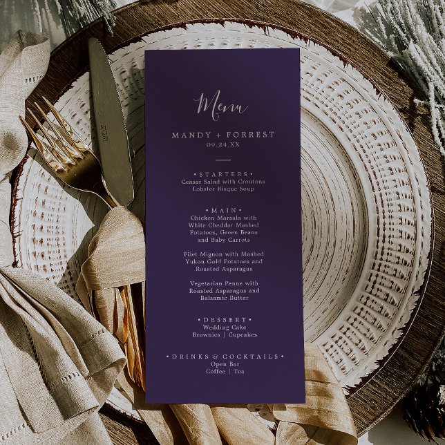 Menu Dîner de Mariage de prune de coordonnées rustiques (Créateur téléchargé)