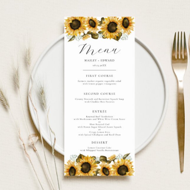 Menu Dîner de mariage floral aux tournesols (Créateur téléchargé)