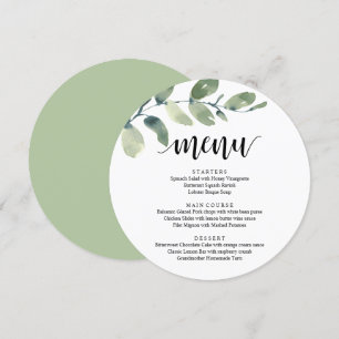 Menu Dîner De Réception De Mariage, Verdure Eucalyptus
