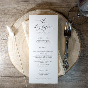 Menu Dîner de répétition élégant la veille du mariage
