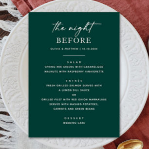 Menu Dîner de répétition Emerald Green Nuit avant