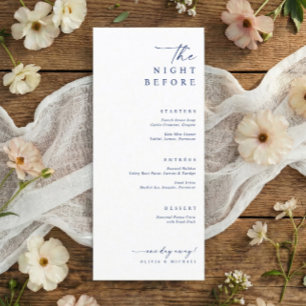 Menu Dîner de répétition la veille du mariage en bleu m