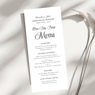Menu Dîner de répétition moderne élégant à un jour de l