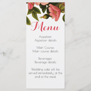 Menu Dîner D'Hôtes De La Réception De Mariage