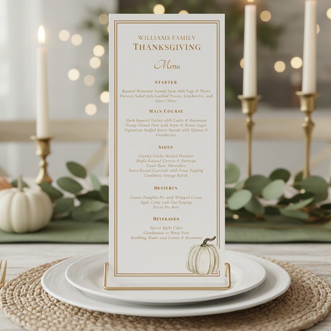 Menu Dîner Élégant de Thanksgiving d'Automne Citrouille (Créateur téléchargé)