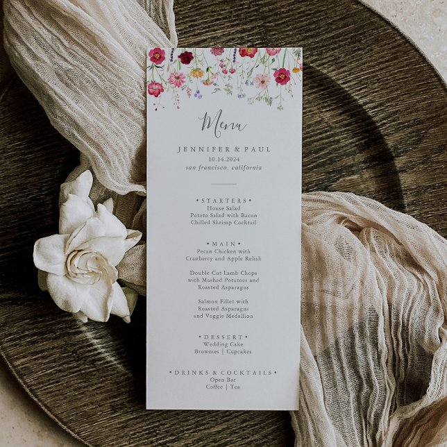 Menu Dîner Fleur sauvage Multicolore Simple (Créateur téléchargé)
