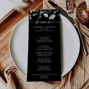 Menu Dîner Floral Boho Fall Floral Mariage Multicolor