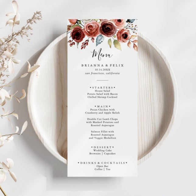 Menu Dîner Floral Élégant Printemps (Créateur téléchargé)
