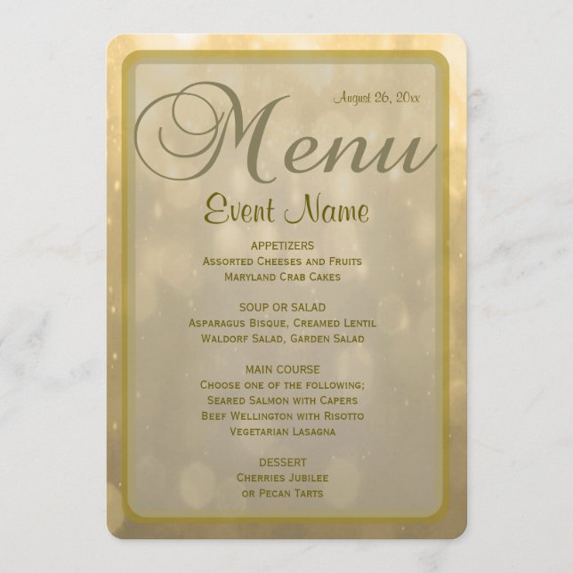 Menu Dîner | Golden Bokeh (Devant)