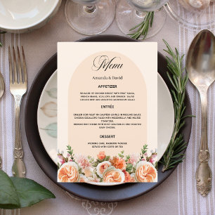 Menu Dîner mariage beige crème orangé