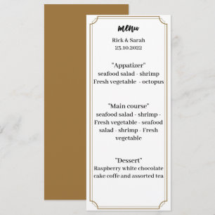 Menu Dîner Mariage Brown élégant