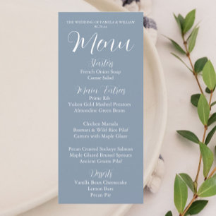Menu Dîner Mariage Dusty Blue Simple Style