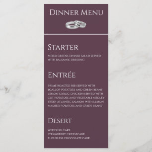 Menu Dîner mariage et boissons Menu-Vin et blanc-