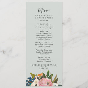Menu Dîner Mariage Floral Peint