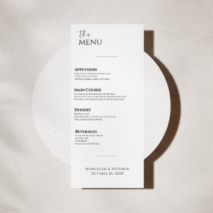 Menu Dîner Mariage noir et blanc moderne