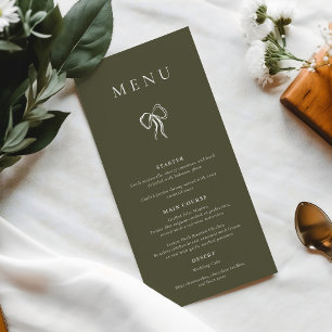 Menu Dîner Mariage Olive Green moderne