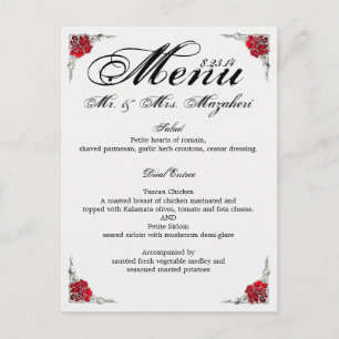 Menu Dîner mariage Shalicia