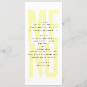 Menu Dîner mariage simple moderne de typographie jaune