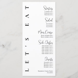 Menu Dîner minimaliste à Brunch noir et blanc