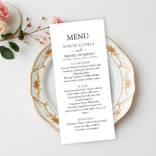 Menu Dîner minimaliste moderne en Mariage de script noi