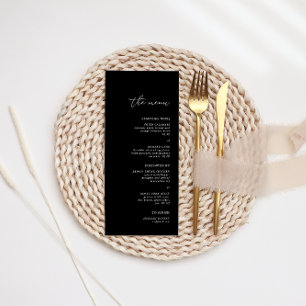 Menu Dîner minimaliste moderne en Mariage noir