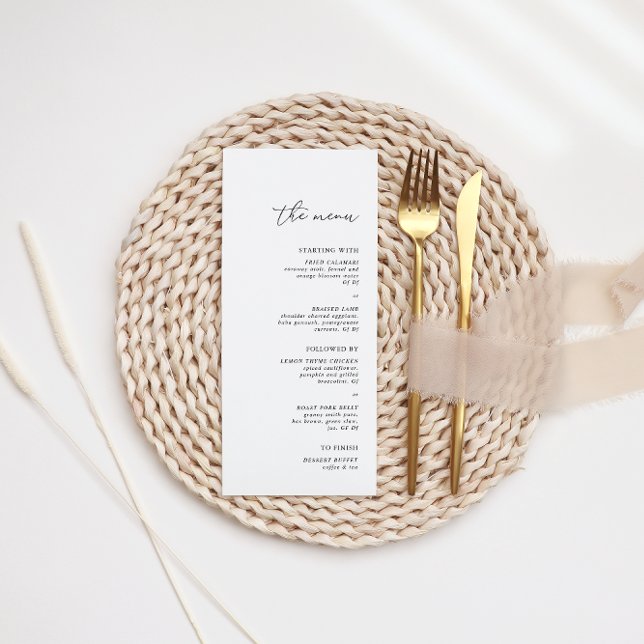 Menu Dîner minimaliste moderne noir & blanc Mariage (Créateur téléchargé)