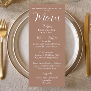 Menu Dîner Mocha Simple Style Mariage
