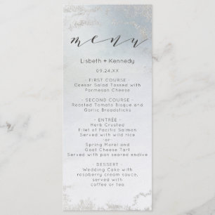 Menu Dîner Ombre Dusty Blue Frosted Silver Foil Luxe