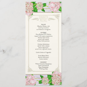 Menu Dîner - Pink Hydrangea dentelle Floral Forme