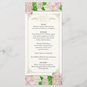 Menu Dîner Pink Hydrangea dentelle Floral Forme