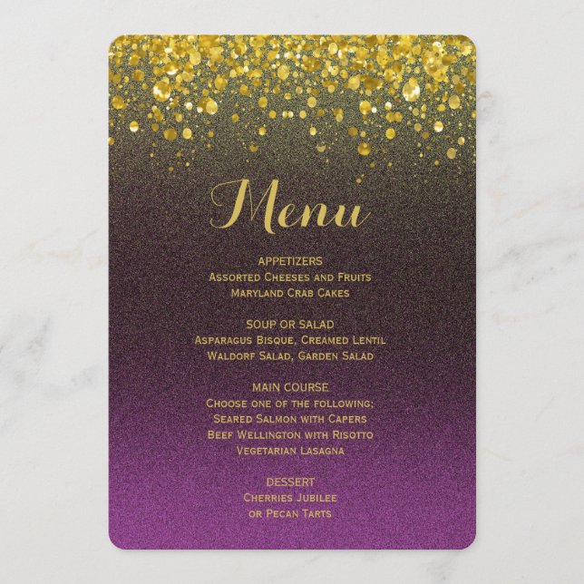 Menu Dîner | Purple et or (Devant)