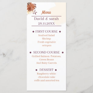 Menu Dîner Rustique Brown Mariage