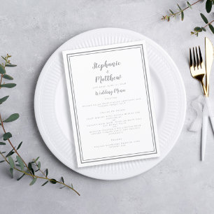 Menu Dîner simple Gris Mariage Choix moderne